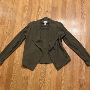 Caslon Olive Open-Front Draped Cardigan Jacket